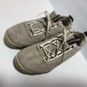 Stylish Beige Sneakers with Red‎ Accents